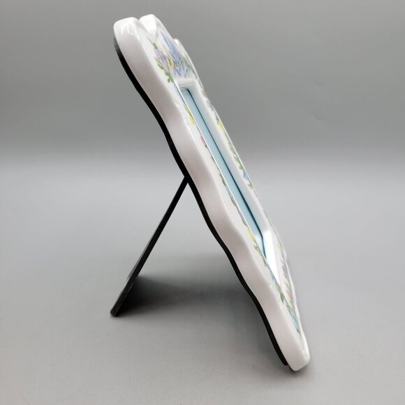 Ceramic Floral Picture Frame Scalloped Edges 3x5 or 4x6 Photos Burnes of Boston - Picture 4 of 8